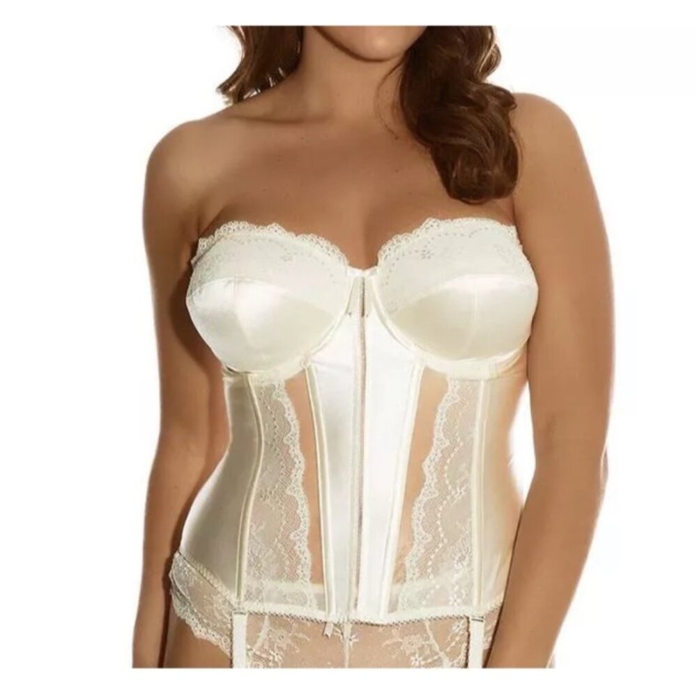Last Chance! Elomi Maria Basque Bustier Garters Cream Ivory Bridal 38K 8502